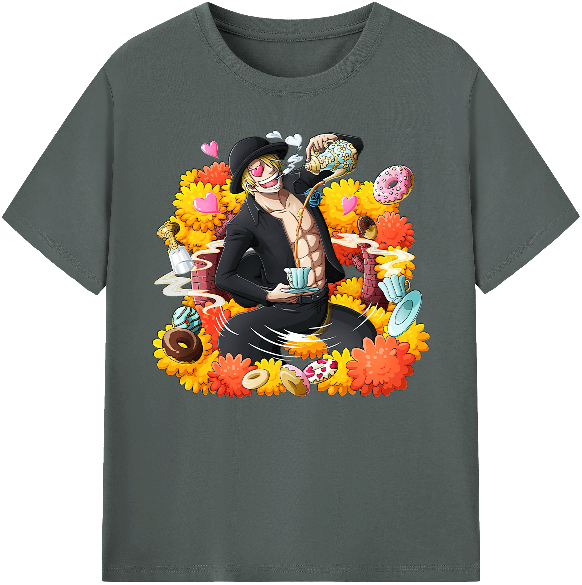 （画像用） ワンピース サンジ ONE PIECE Sanji 綿100％ メンズ半袖Tシャツ｜肌触りやわらか＆通気性